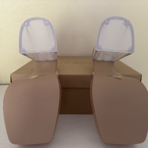 NIB size 10 Steve Madden “Trixie” clear and nude Super High Platform sandals. - Picture 3 of 7